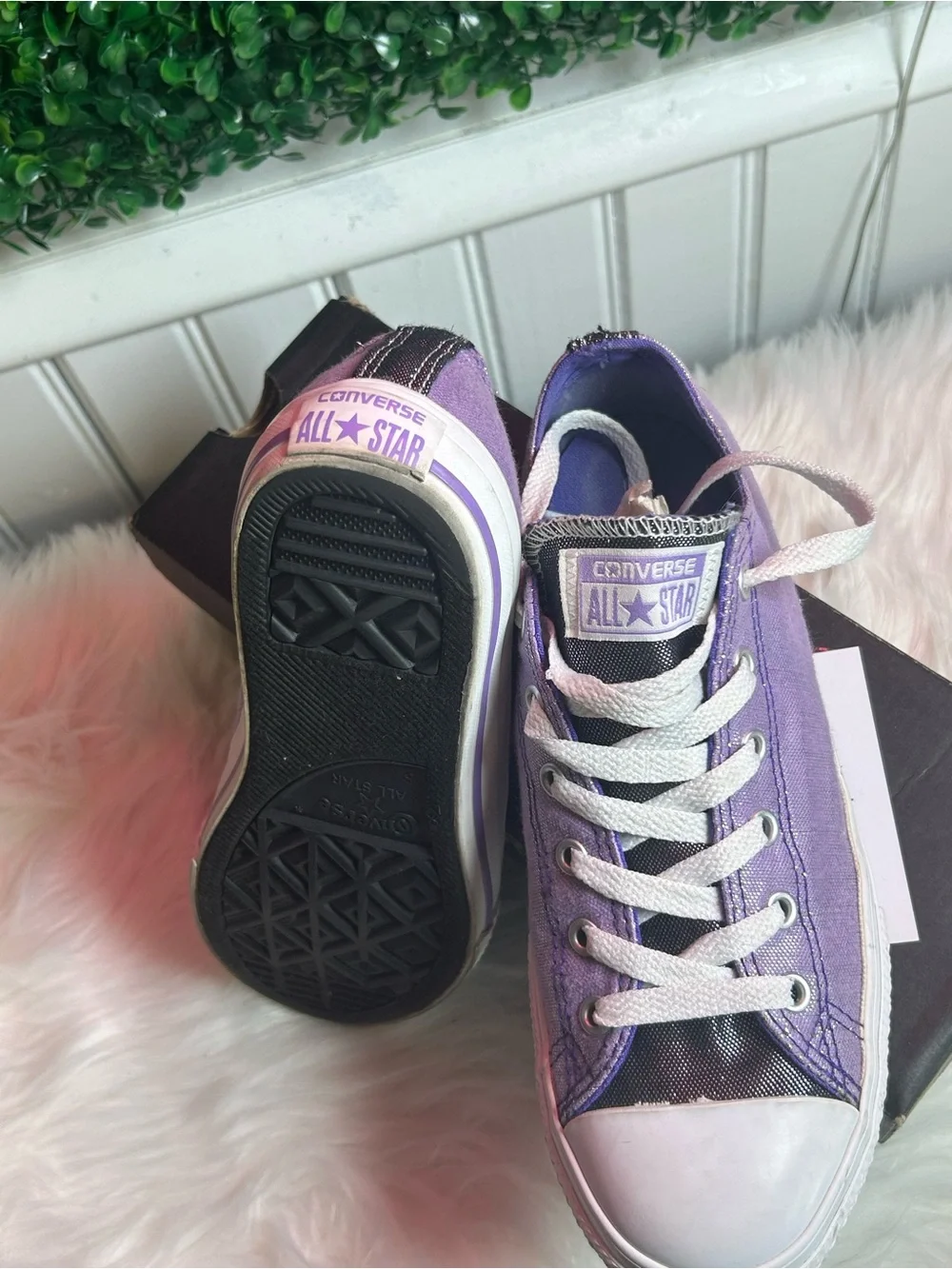 Converse Kids Purple Low-Top All Star Sneakers